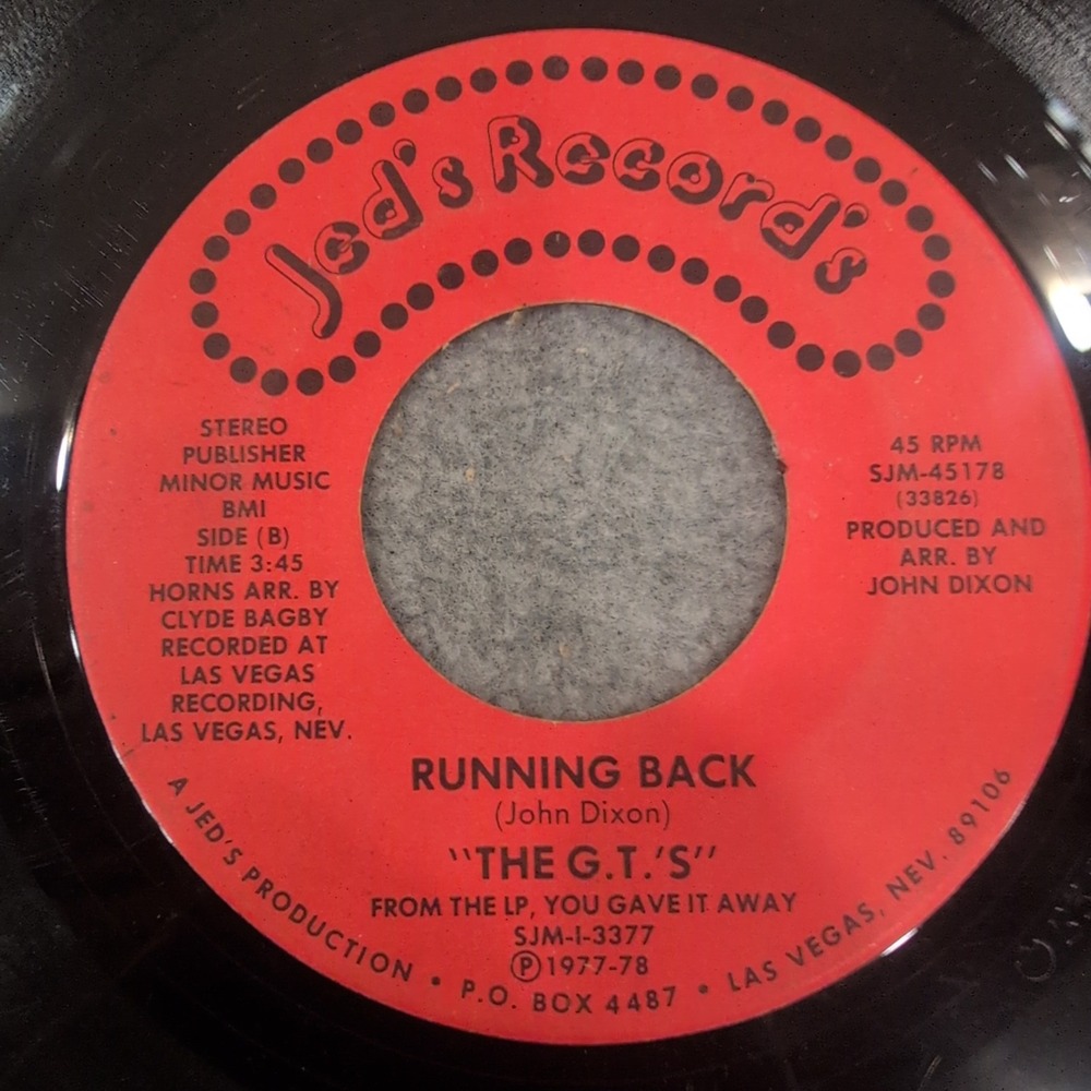 The G.T.'s You Gave It Away Running Back 45 RPM Vinyl Jed's Record's SJM-45178‎ - Picture 2 of 4